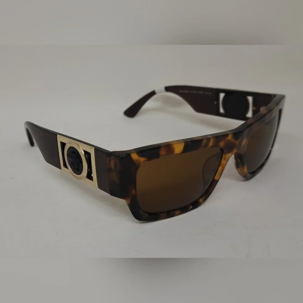 NWT Versace Men's Sunglasses Rectangle Medusa Havana Italy VE4416-U 53-18-145